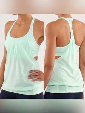 Lululemon Practice Freely Mint Racerback Layered Workout Tank 6
